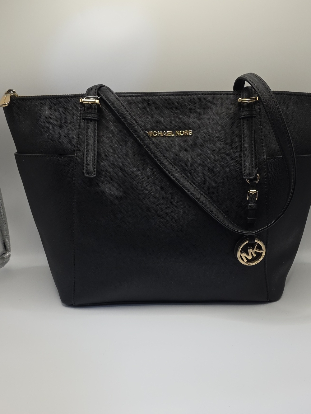 Michael Kors Black Saffiano Leather Tote with Gold Hardware